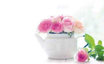 Blooming flower arranging